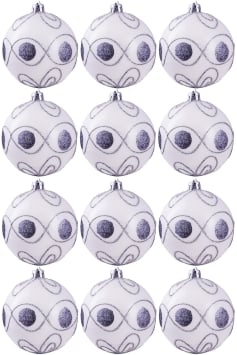 Hand Painted Shatterproof Bauble Design 20 (12 Pack)
