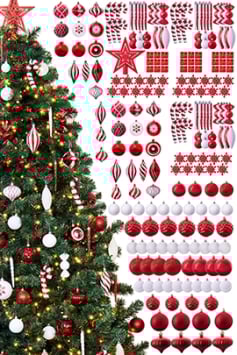 The 212pc Red & White Full Heavy Coverage Bauble Set (8ft trees)